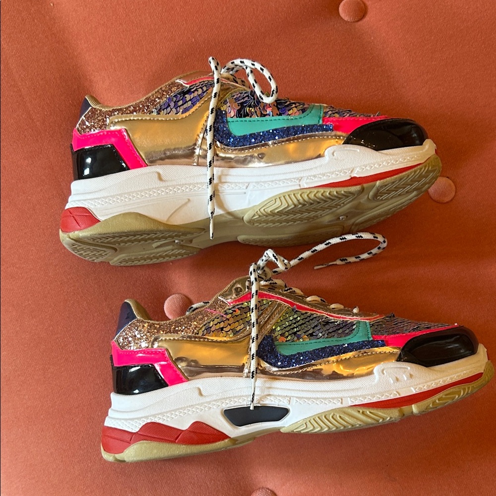 Multicolor Sequined Chunky Sneakers - Picture 6 of 7